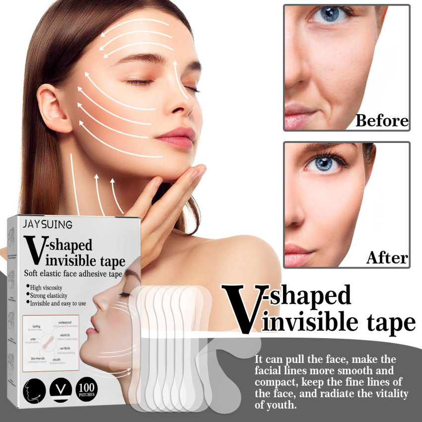 100pcs Thin Face Sticker Invisible Face Lift Patch Sticker V Face Breathable Anti Wrinkle Adhesive Tape Chin Lift Patch Skincare