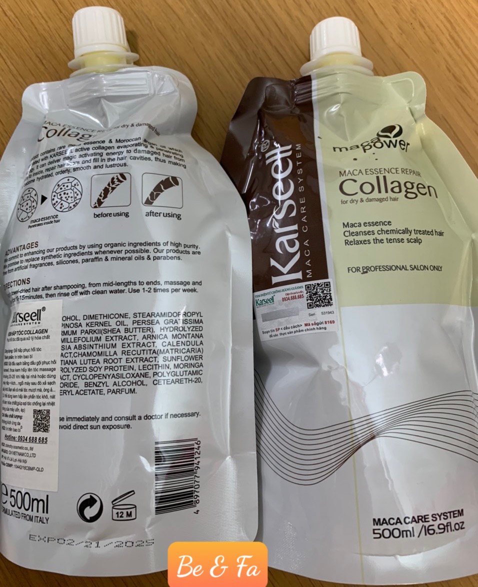 Dầu Hấp - Xả Phục Hồi Tóc Collagen Karseell Maca Túi 500ml