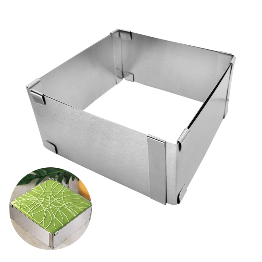 Adjustable Mousse Ring Set Round Square Stainless Steel Cake Baking Mold Birthday Wedding Cake Decorating Tools