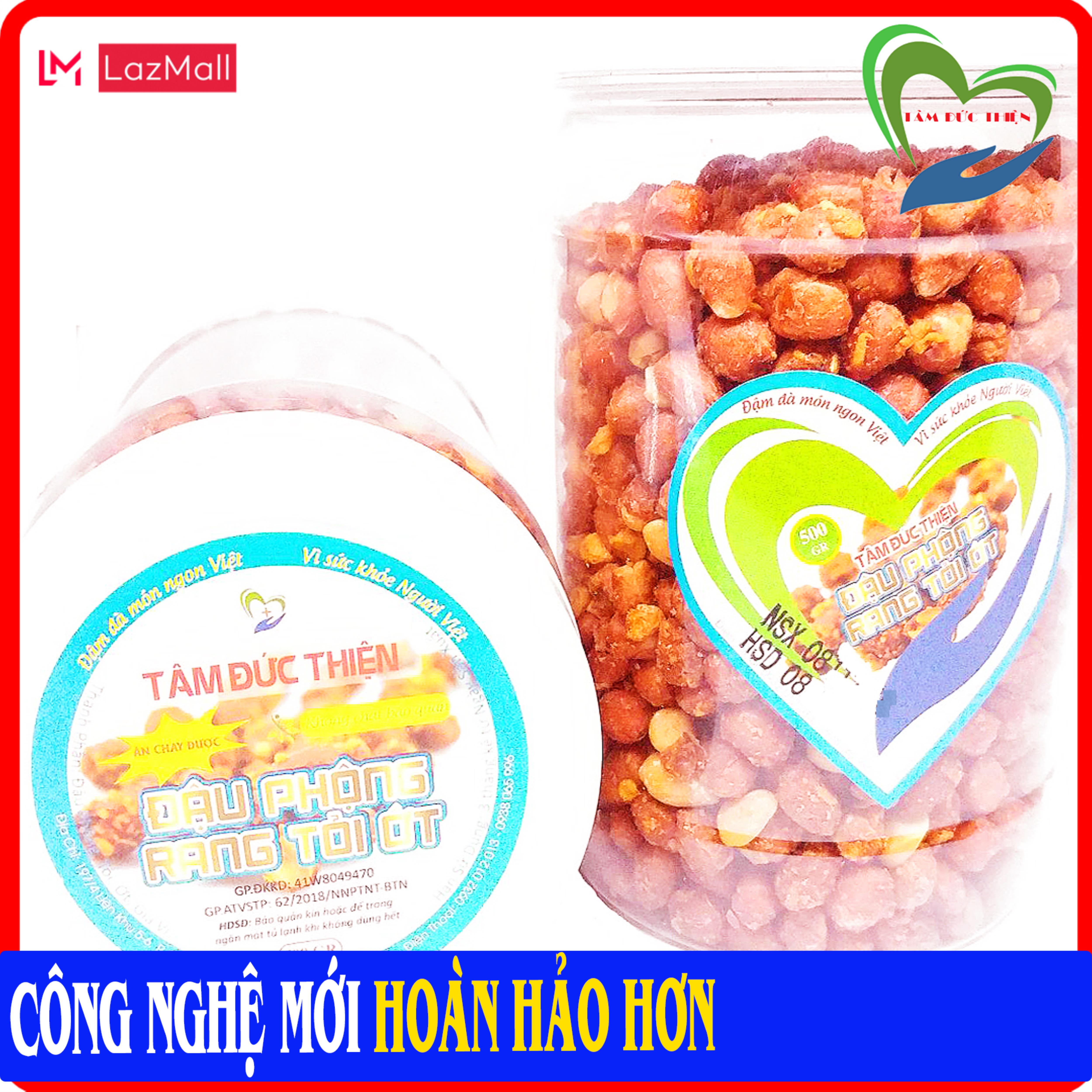 Công Nghệ Mới Thơm Ngon Hơn Hộp 500GR Đậu Phộng Rang Tỏi Ớt Tâm Đức Thiện Thực Phẩm Đóng Gói Đóng Hộp Ăn Liền đồ ăn vặt bánh kẹo quà Tết