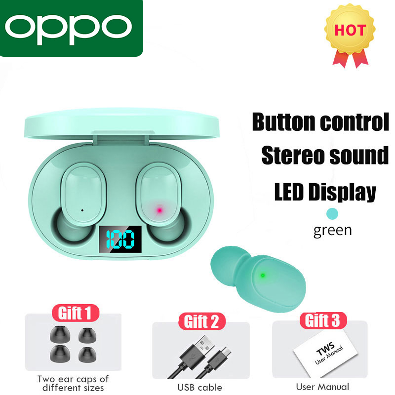 OPPO TWS Bluetooth Wireless Earphone, Headphone, Stereo Headset, SportEarbuds, Microphone with Charging Box for Smartphone E6S