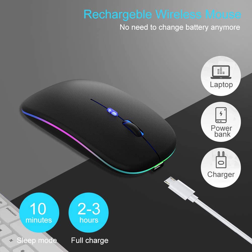 Ancest 2.4Ghz PC USB Chuột đèn nền LED Gamer bt5.2 máy tính im lặng mause Chuột chơi game Chuột không dây Bluetooth Chuột RGB