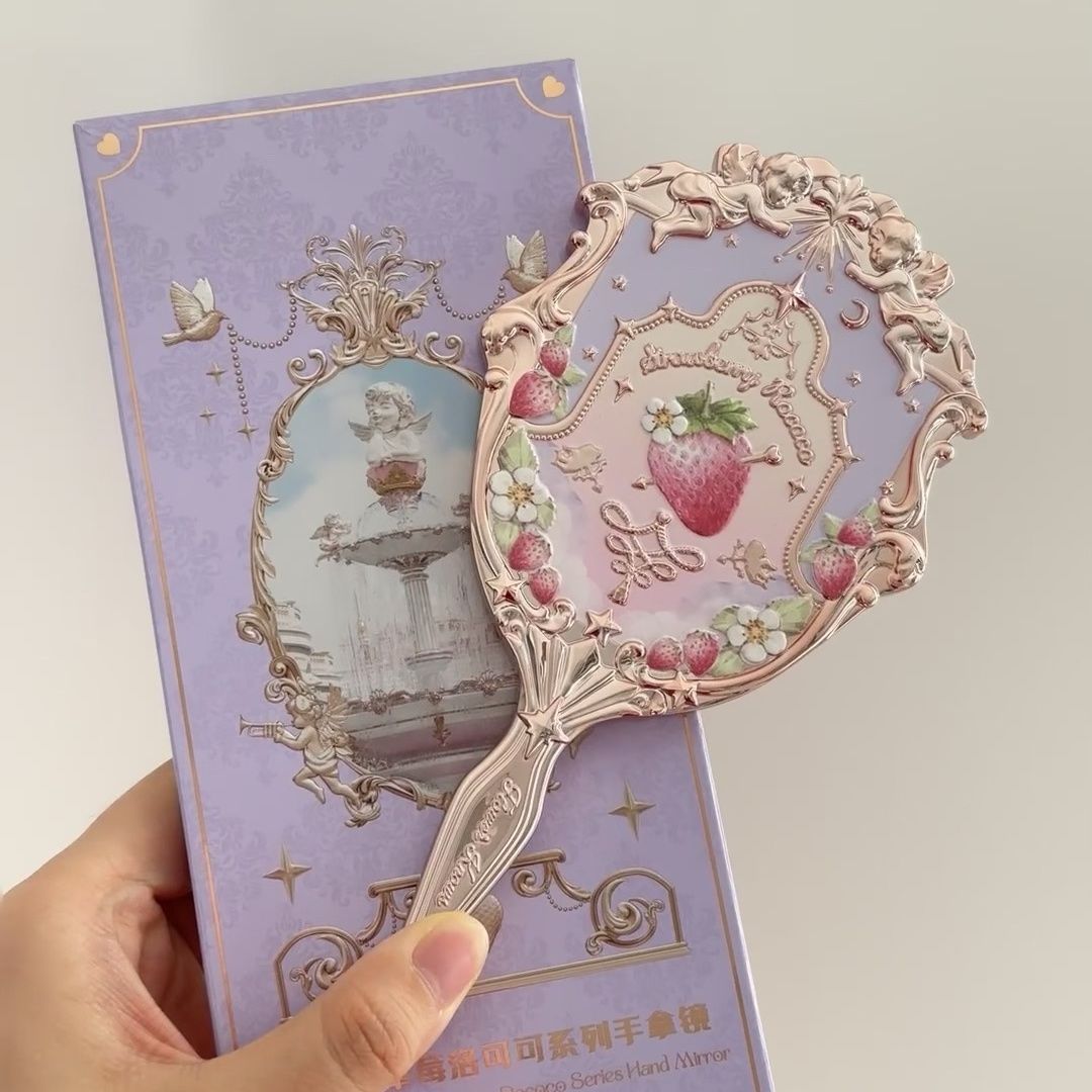 Yuanyan%20Flower%20Knows%20Strawberry%20Rococo%20Purple%20Limited%20Handheld%20Mirror%20Girls%20Travel%20Portable%20Makeup%20Mirror%20Birthday%20Gift%20for%20Friends%20-%20Image%203