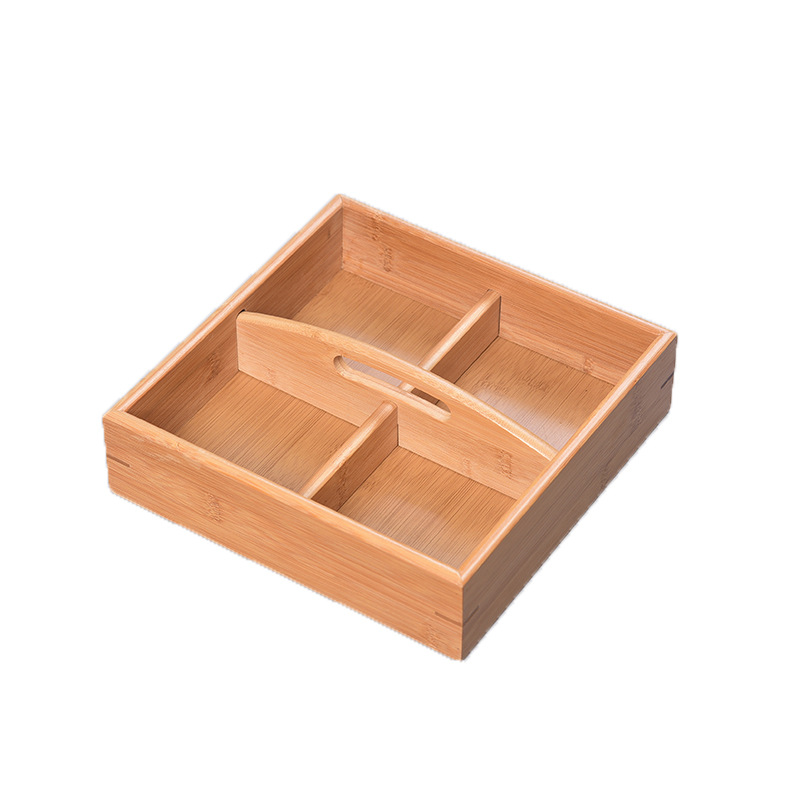 Bamboo Wedding Candy Storage Box with Cover Wedding Box Fruit Plate Dried Fruit Box Melon Seed Plate Handle Snack Nut Box