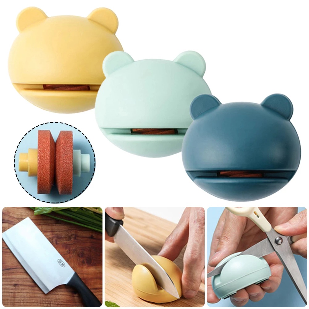 Polocat Portable Cartoon Mini Frog Shaped Knife Sharpener Scissor Sharpener Fast Knife Scissor Grindstone Anti -Slip Kitchen Sharpening Tool