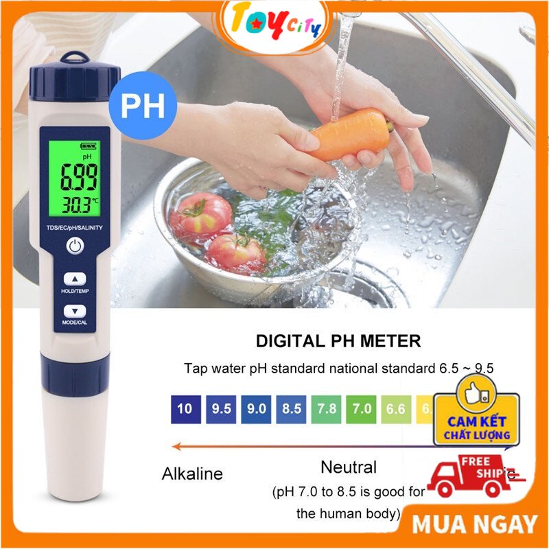 Pen Test ph/TDs/EC/salinity/temperature test machine quality multi-purpose for acidic and alkaline