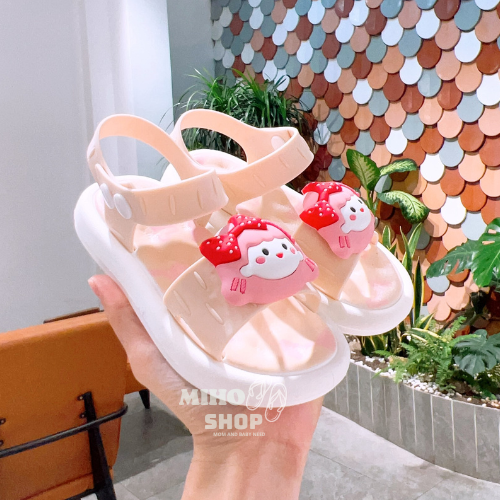 Giày sandal mềm hình bé gái nơ đỏ siêu xinh xắn cho bé