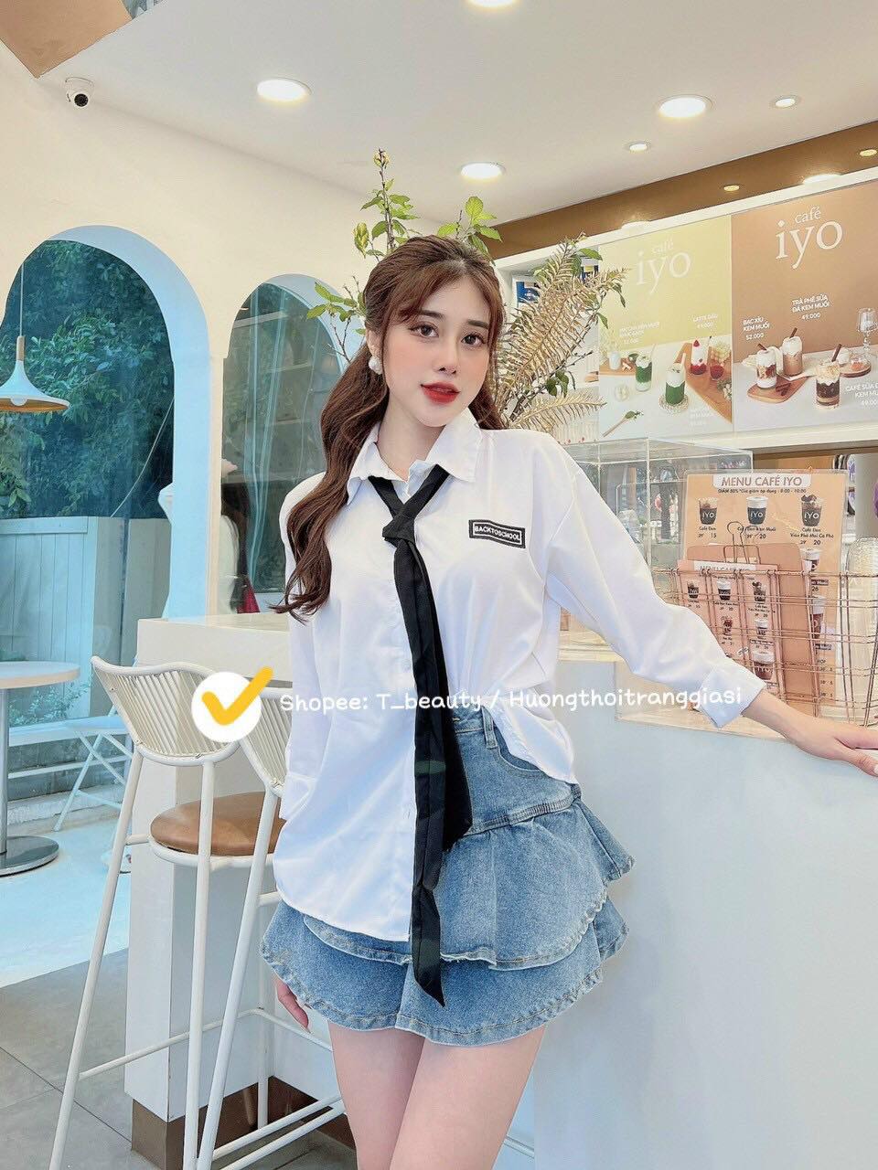 Áo sơ mi kèm cà vạt tay dài