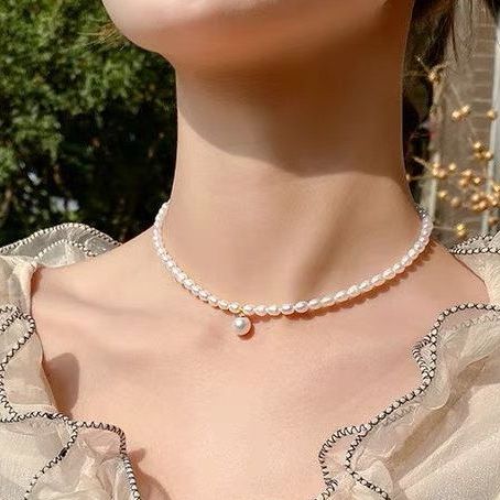 Real pearl necklace freshwater beads child 3,5li delivery face and silver lock--make according to the long on request