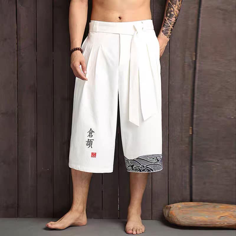 Dearyaer quần lửng kimono kawaki, quần đũi lửng edo menswear japan style, chất đũi mềm mát xu hướng thời trang 2023 twetewtweqw
