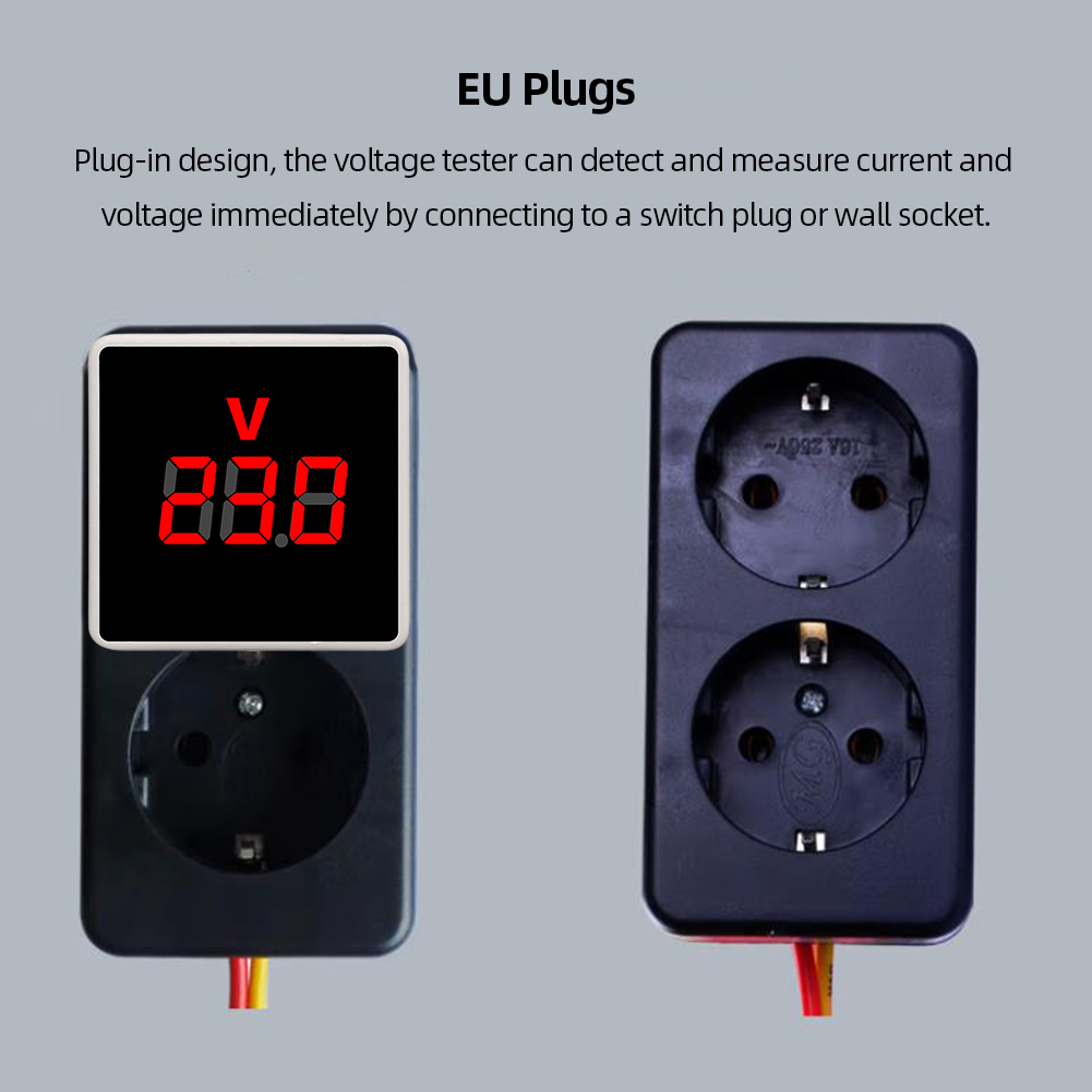 Digital Multimeter Voltage Meter LCD Display AC 50-380V Voltage Test Panel EU Plug Volt Gauge Meter Portable Backlight for Home Office Industry