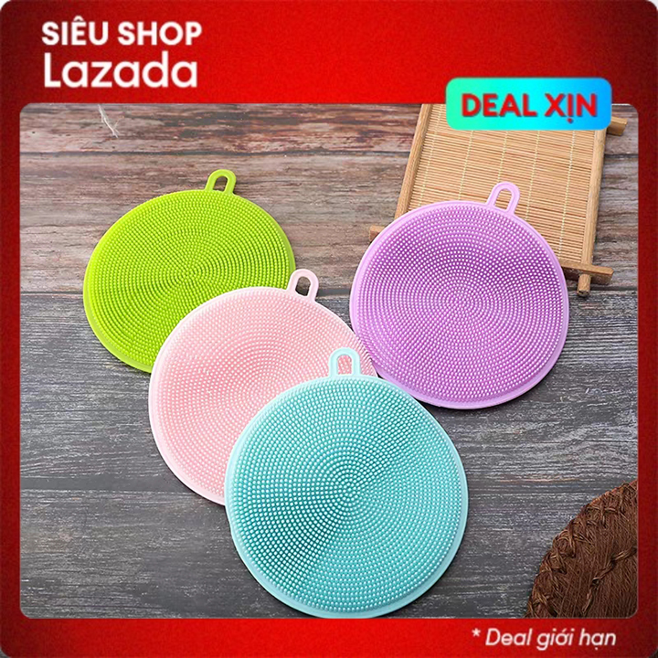 Combo 2 Miếng Rửa Chén Gai Silicon Tạo Bọt, Dùng Rửa Bát, Cọ Rửa Trái Cây, Củ Qủa, Lót Nồi Xoong Chống Nóng, Lót Cốc.. Có Móc Treo Ráo Nước,
