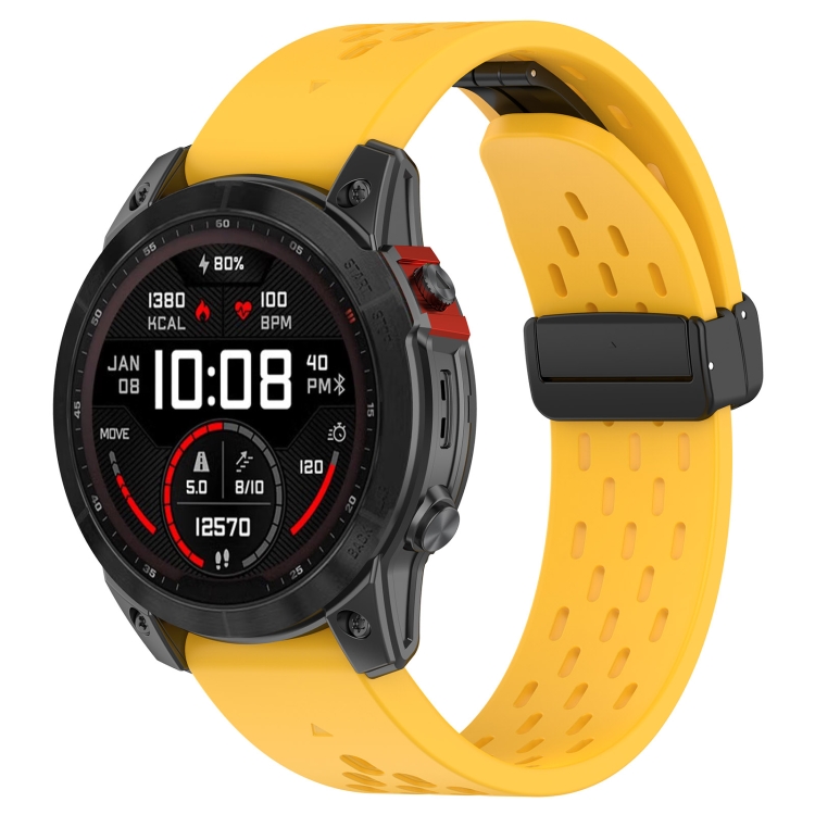 22mm Folding Buckle Hole Silicone Watch Band For Garmin Fenix 7 Pro 47mm/Garmin Instinct 2 Solar/Garmin Epix Pro 47mm/Garmin MARQ Athlete Gen 2/Garmin Instinct Crossover/Garmin Instinct Crossover Solar/Garmin Fenix 7 Solar/Garmin Feni