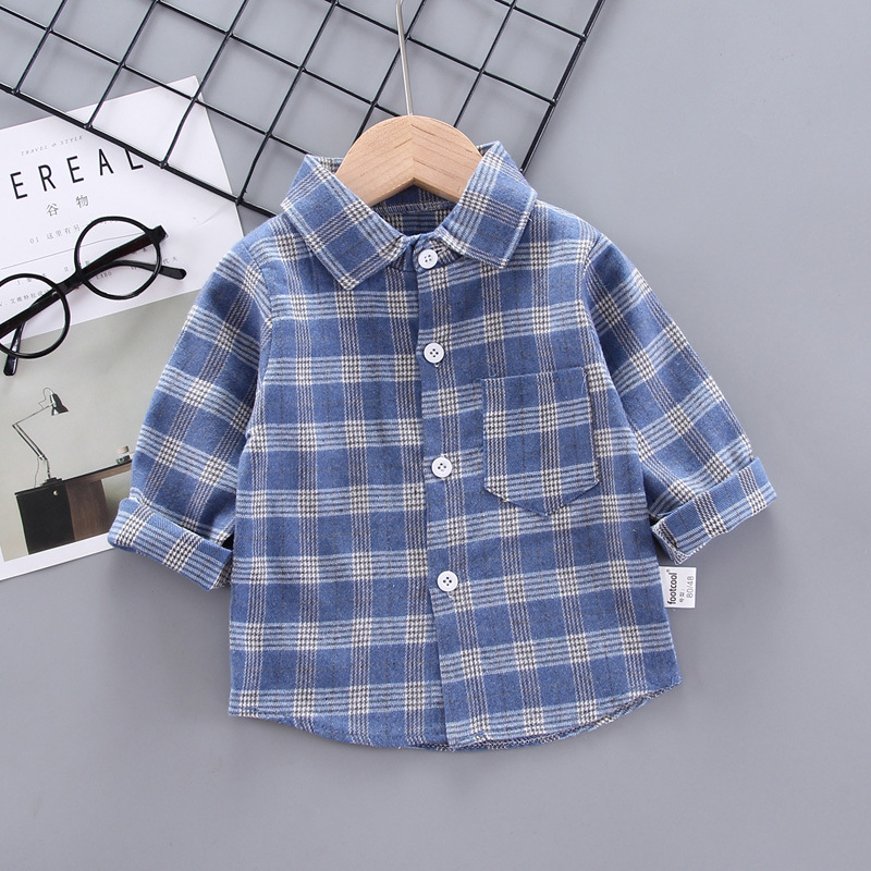 IENENS Kids Baby Cotton Clothing Boys Tops Shirts Casual Clothes Checked Blouse Long Sleeves Shirt Infant Toddler Tee Boy Top T-shirt