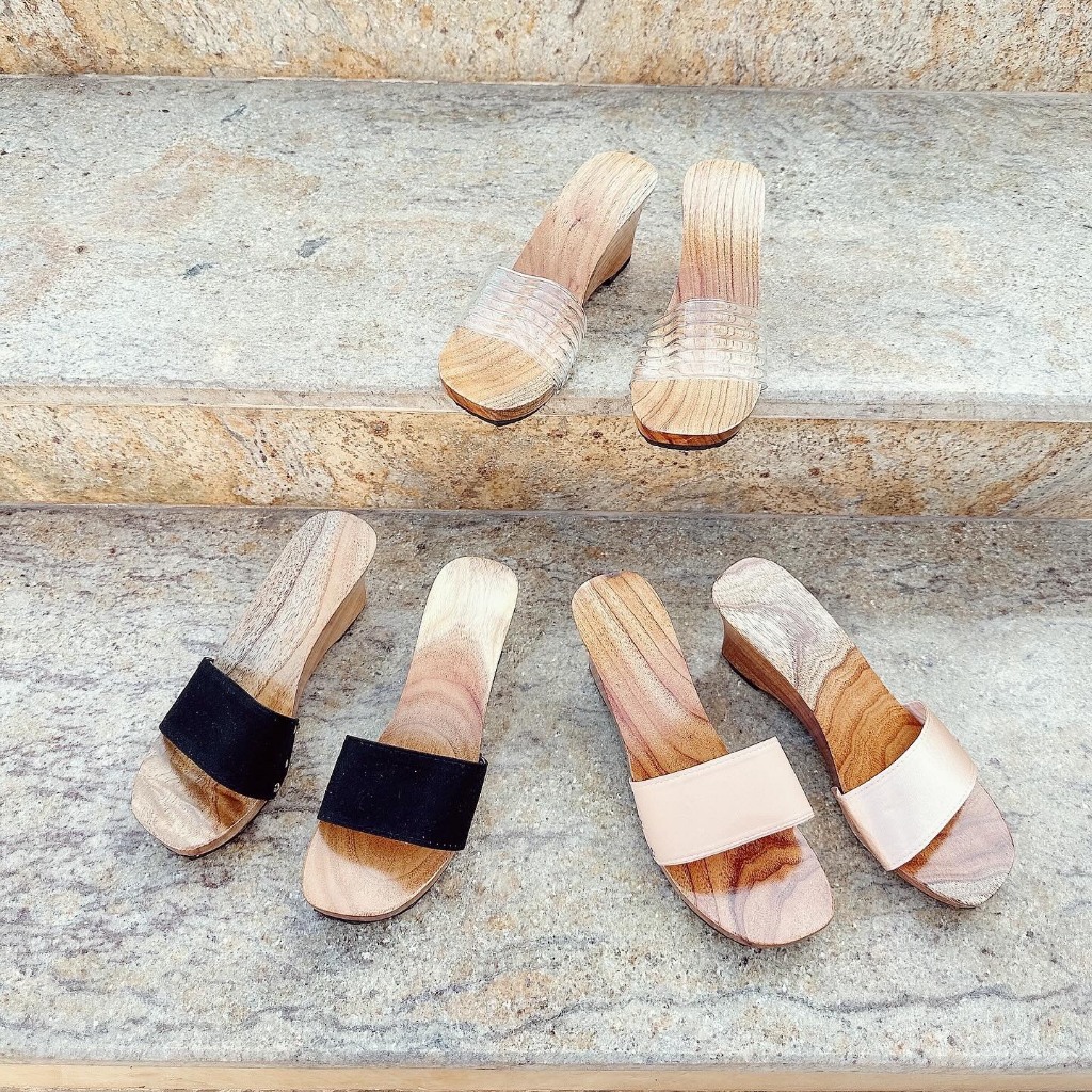 Guốc gỗ nứ cao gót đơn giản xinh xắn (7P)