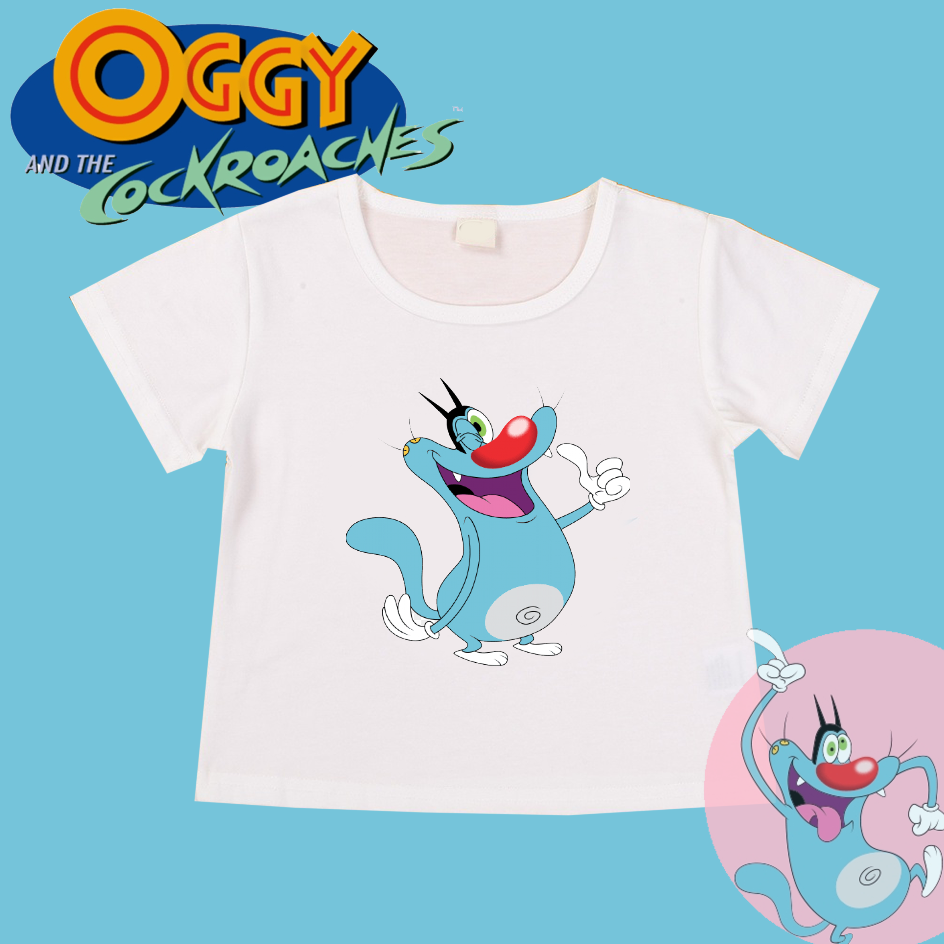 Oggy and the Cockroaches Pattern T-shirt For Toddler And Kids Round Neck  Short Sleeve Cotton Spandex For Kids. | Lazada PH