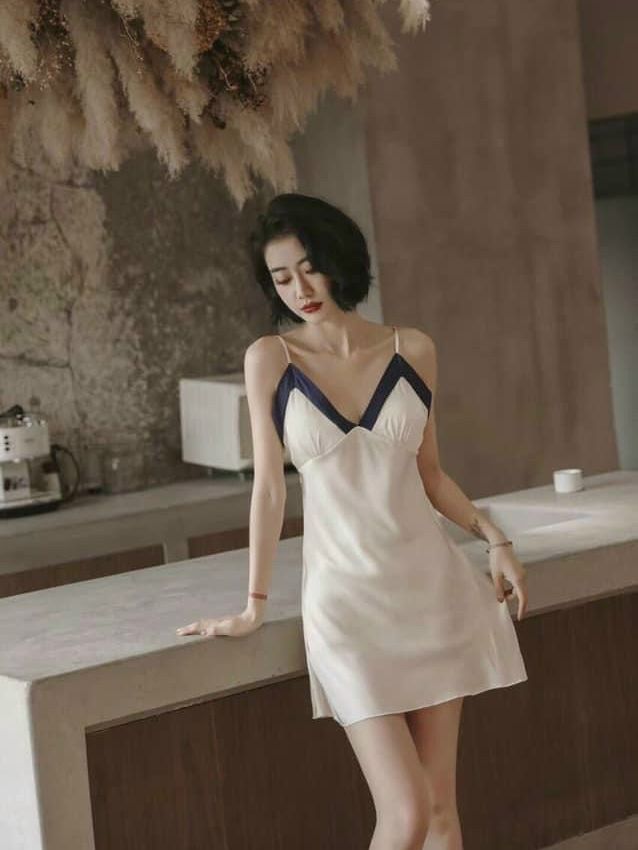 [MIỄN SHIP] Đầm ngủ lụa cao cấp, đầm 2 dây lụa có đệm ngực sẵn