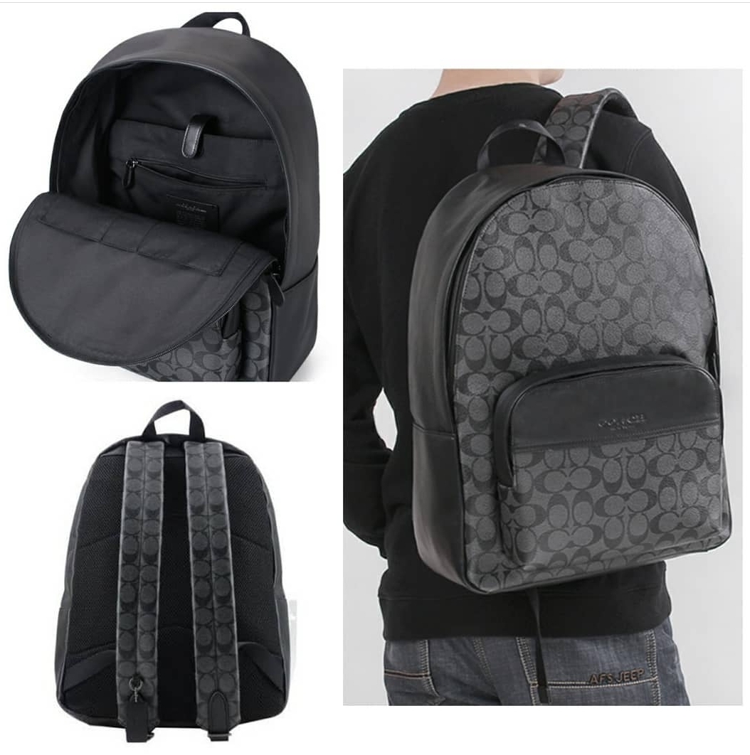 Guaranteed Original Coach Houston Signature Canvas Men s Backpack F72483 Black Charcoal Lazada PH