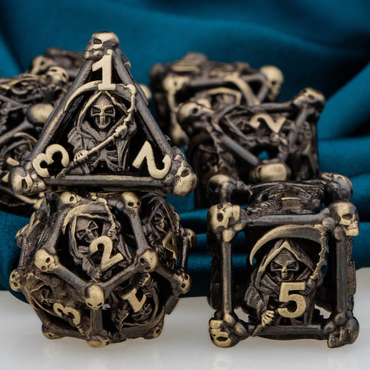 Full set rpg bronze dungeon and dragon hollow polyhedral d and d wizard d6 dnd metal d+d d20 pathfinder role playing game dice