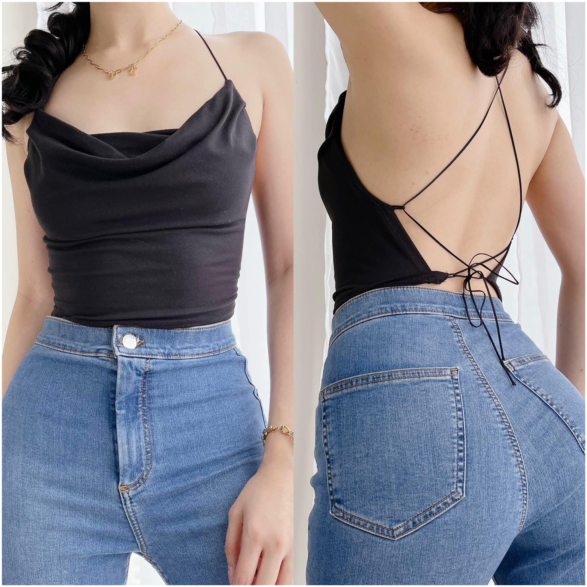 Valerie Trendy String Backless Top/Sexy Back Croptop/Free Size