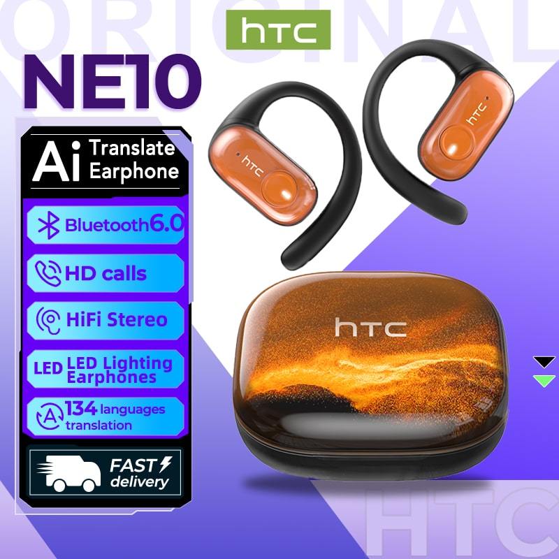HTC NE10 Ai Tai nghe dịch tai nghe Bluetooth 5.4, dịch 134 ngôn ngữ, tai nghe không dây nhẹ, tai nghe OWS, tai nghe âm thanh nổi với mic, âm nhạc Hifi, chống nước IPX5, tai nghe thể thao