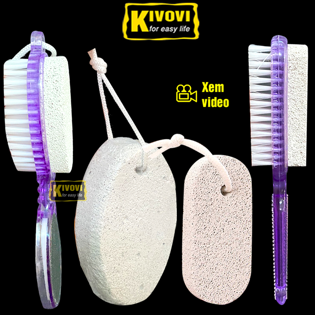 Stone sponge scrub with straps-tools grinding heel 3 in 1 multi-purpose-stone sponge scrub Oval has straps, stone exfoliating, states rub foot skin, stone grinding heel, planing heel-kivovi