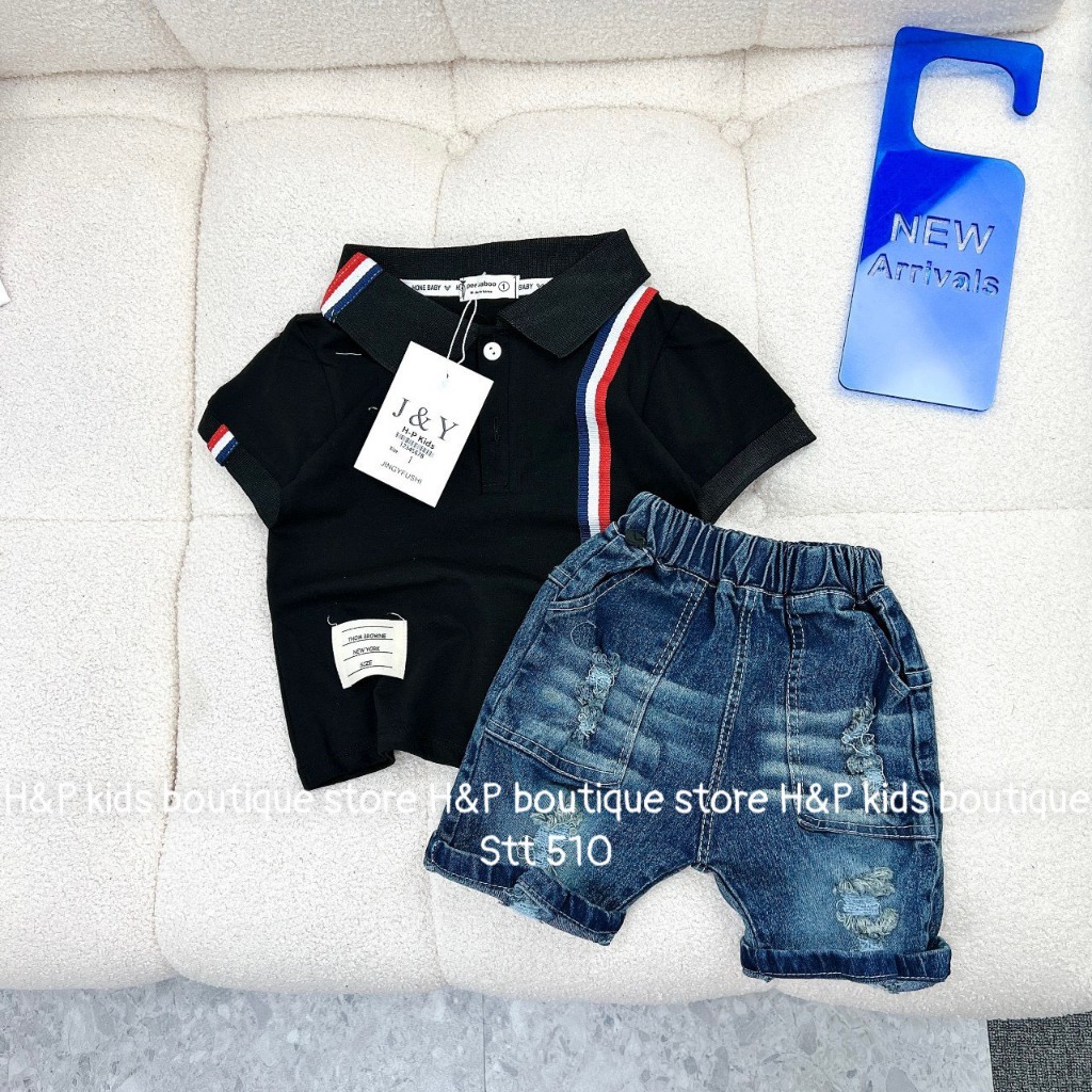Bộ áo thun cổ trụ quần jean 8-28kg