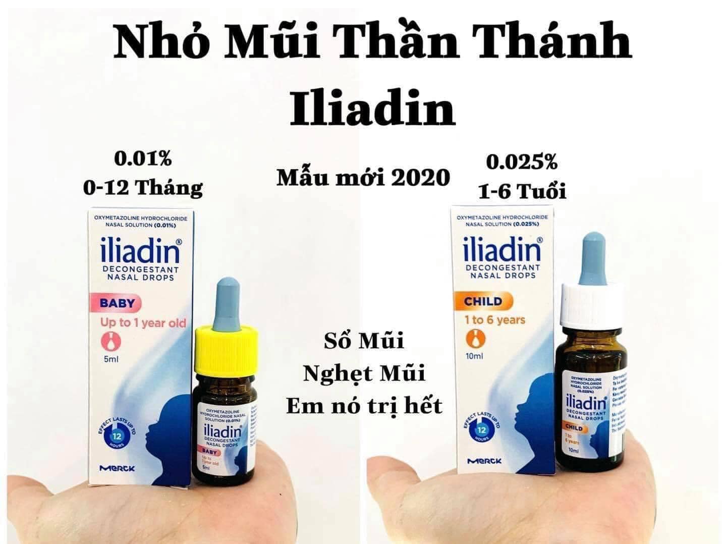 Nhỏ mũi iliadin 5ml - 10ml cho bé