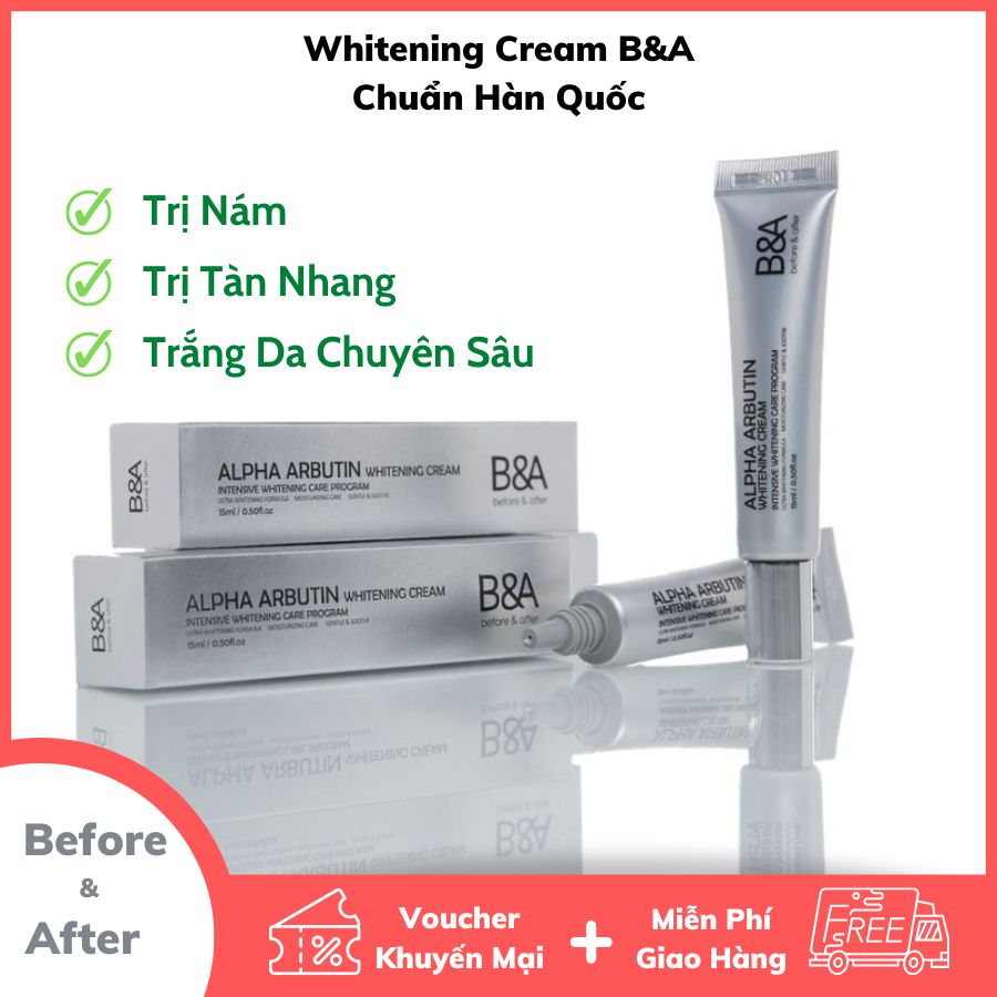 Kem Nám Tàn Nhang, Dưỡng Trắng Da Chuyên Sâu Alpha Arbutin 5% Whitening Cream B&A Chuẩn Hàn Quốc thumbnail