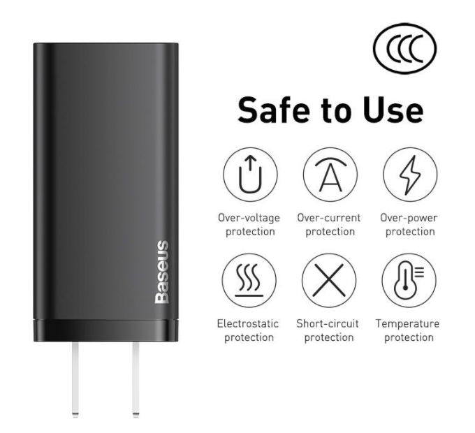Củ Sạc Siêu Nhanh, Nhỏ Gọn Baseus GaN2 Lite Quick Charger 65W ( Type-C + USB Port)