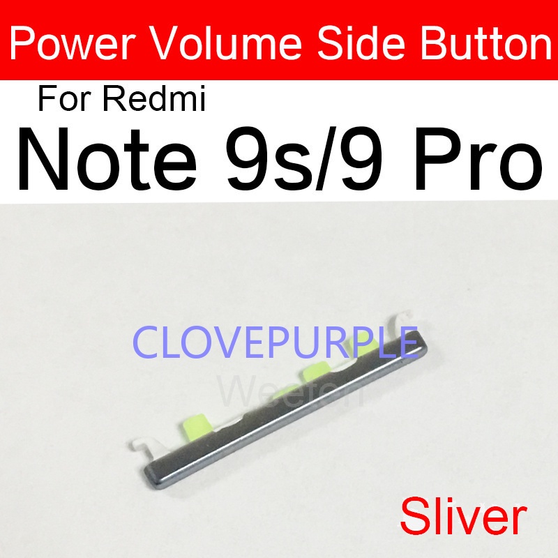 Power Volume Side Button For Xiaomi Redmi Red Rice Note 9S 9s 9 Pro Volume Power On Off Side keypads Replacement Parts. 