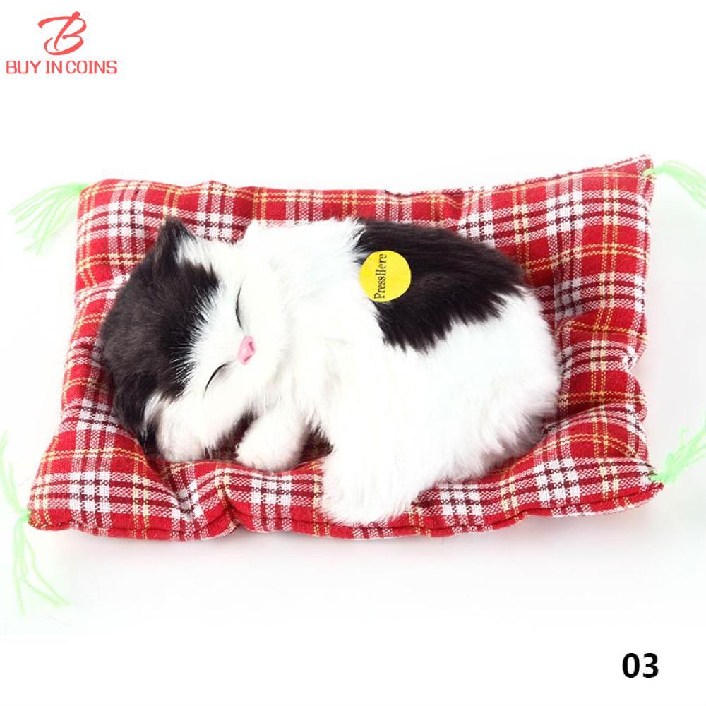 Stuffed Toys Lovely Simulation Animal Doll Plush Lazy Sleeping Cats Plush Toy with Sound Home Decorations