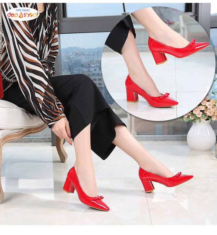 Guốc cao gót big size bít mũi gót vuông 7cm MS H9