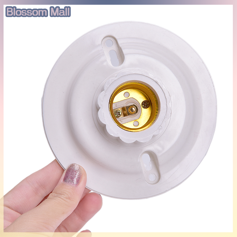 [Blossom] E27 LED Light Bulb Holder Round Socket E27 Base Hanging Lamp Socket Screw Base