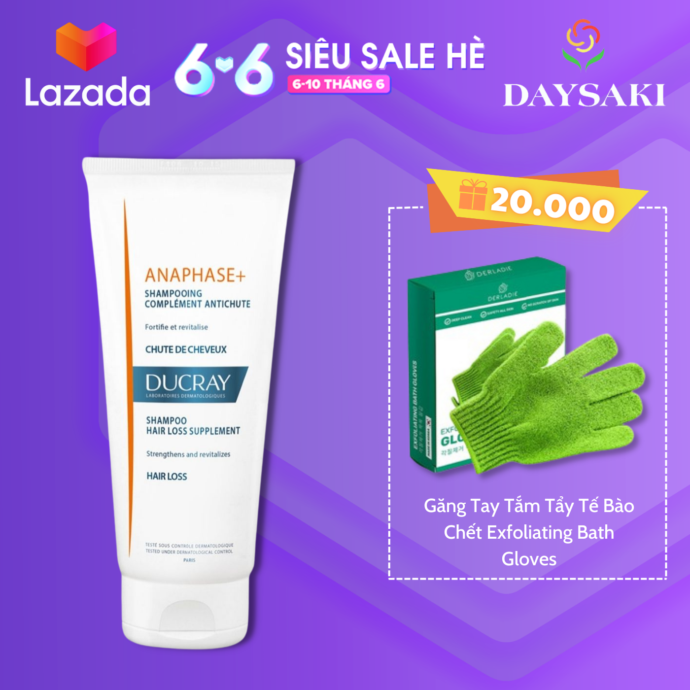 Ducray Dầu Gội Ngăn Ngừa Rụng Tóc & Hỗ Trợ Mọc Tóc Anaphase Shampoo (200ml)