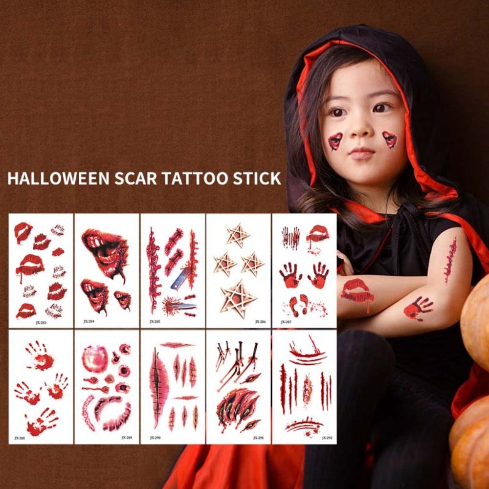 Scar Design Sticker Waterproof Women Halloween Spider Tattoo Patch Scars Tattoos Temporary ...