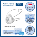 GILL Mask | Reusable Respirator (Regular Adult) | Uses Your Own Disposable Face Mask as a Filter | White or Black Versions