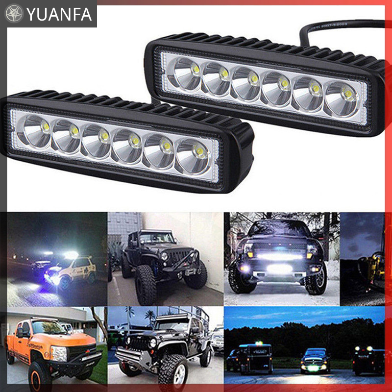 Yua 18W 6000K LED Work Light Bar Driving Lamp Fog Off Road SUV Car Boat Truck