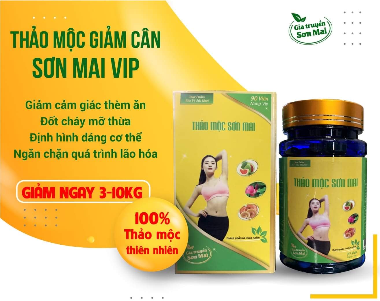 Combo 3 Giảm cân Thảo mộc Sơn Mai VIP 90v