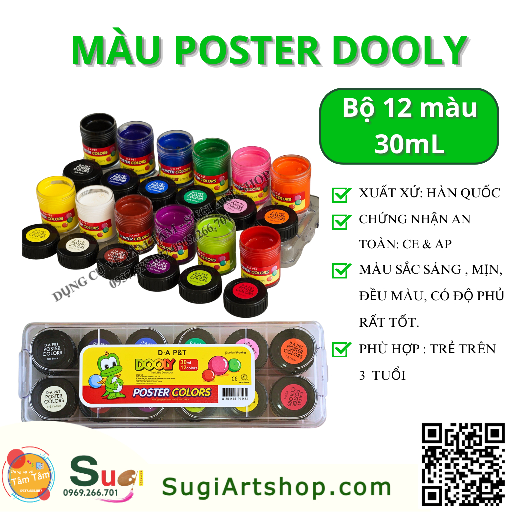 Màu Poster Dooly 12 màu , Màu nước Dooly