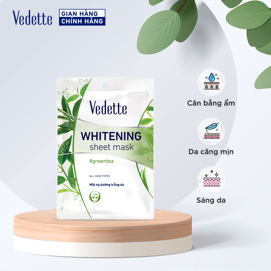 Combo 10 Mặt nạ giấy trắng da Vedette Trà Xanh 22ml