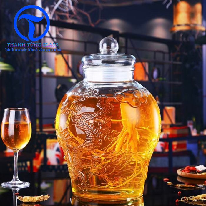 Bình ngâm rượu thuỷ tinh Chum Rồng 8 Lít