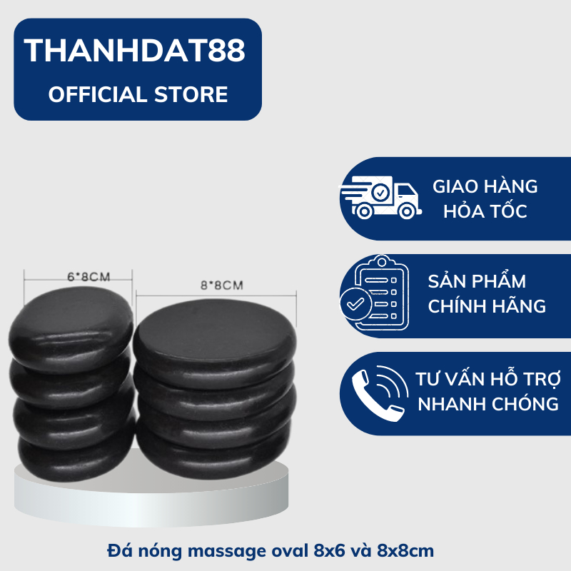 Đá nóng massage oval 8x6 và 8x8cm
