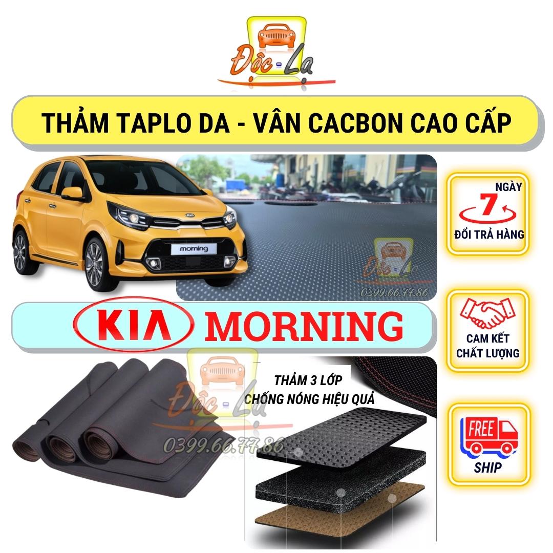 Thảm taplo Kia Morning 2012 - 2022 vân Cacbon 3 lớp cao cấp - Cách nhiệt, chống nắng, chống thấm nước - Lau chùi vệ sinh đơn giản, dễ dàng