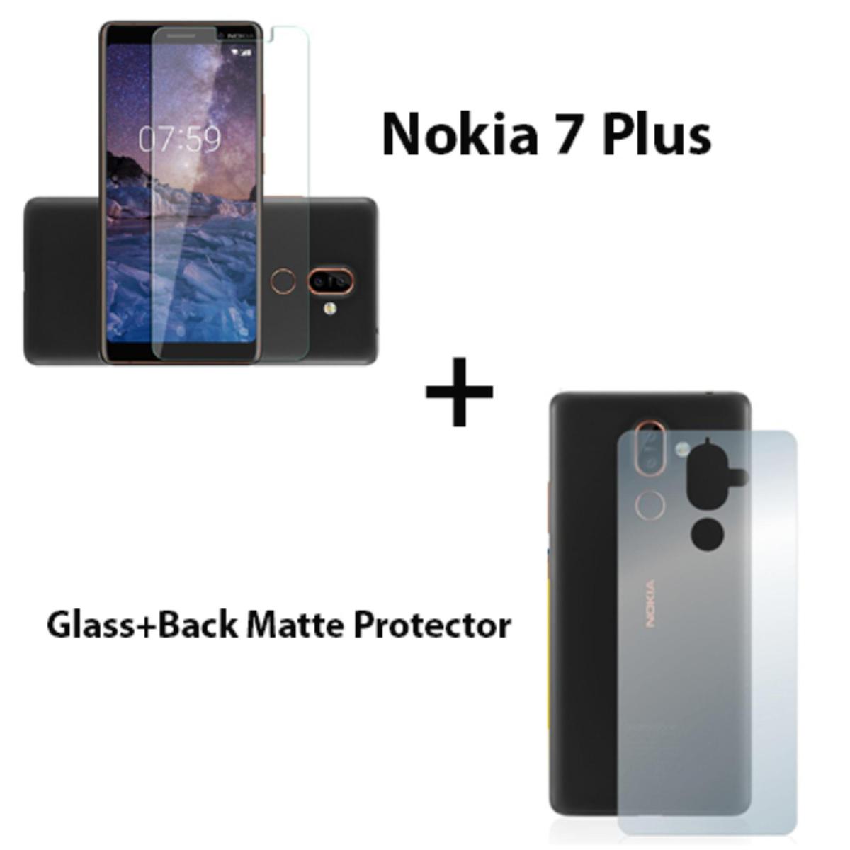 Nokia 7 Plus Polish 2.5D Tempered Glass Screen Protector Polish Glass + Back Matte Protector Soft Skin Sheet Soft Film Protection For Nokia 7 Plus