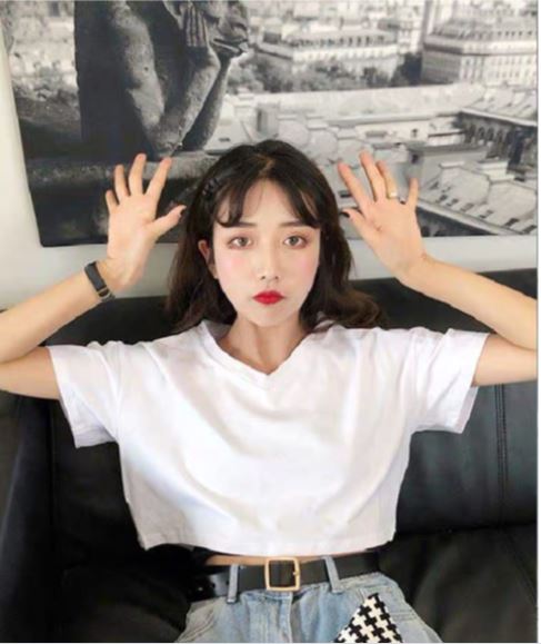 Áo croptop trơn cổ tim