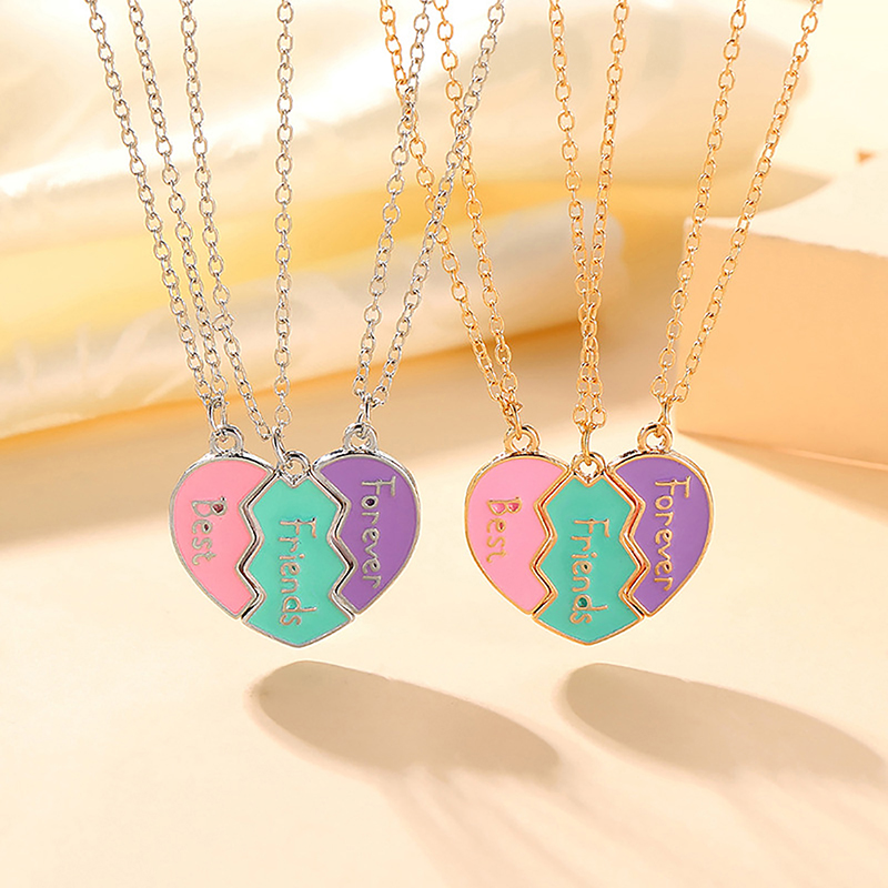 Set Best Friend Forever Necklace For Girls Matching Heart