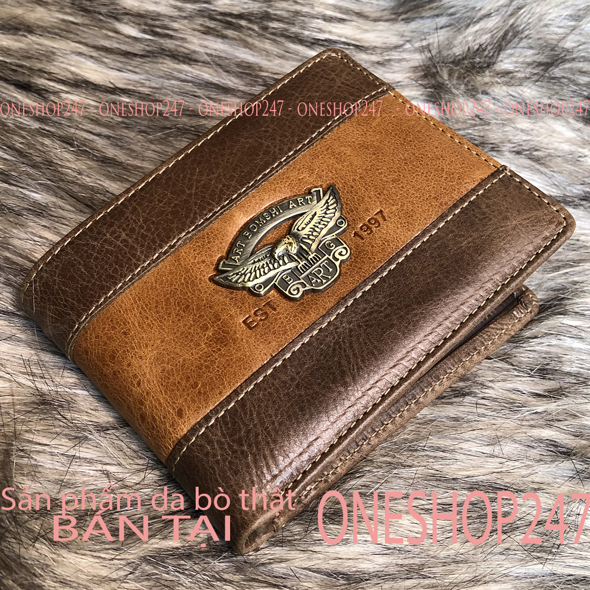Bóp da bò thật HANDMADE da bò tự nhiên mềm mại A61V ONESHOP247