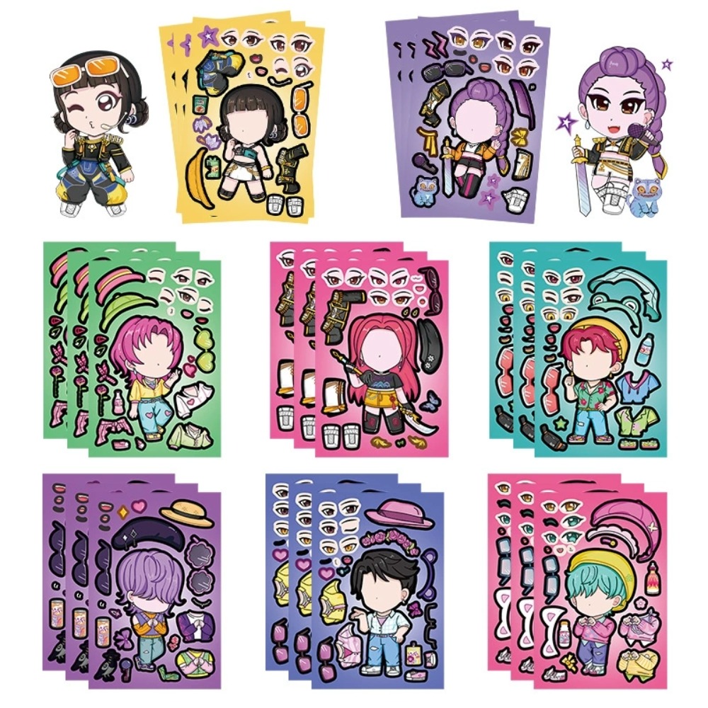 Funny 8Sheets KPop Demon Hunters Stickers Cute Cartoon Waterproof ...