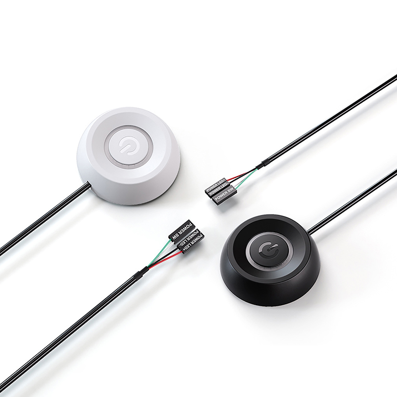 【Eco-friendly】 Desktop Computer Switch Push Button PC Motherboard External Start Power Button Extension Cable Computer Round Startup Switch XUANTING